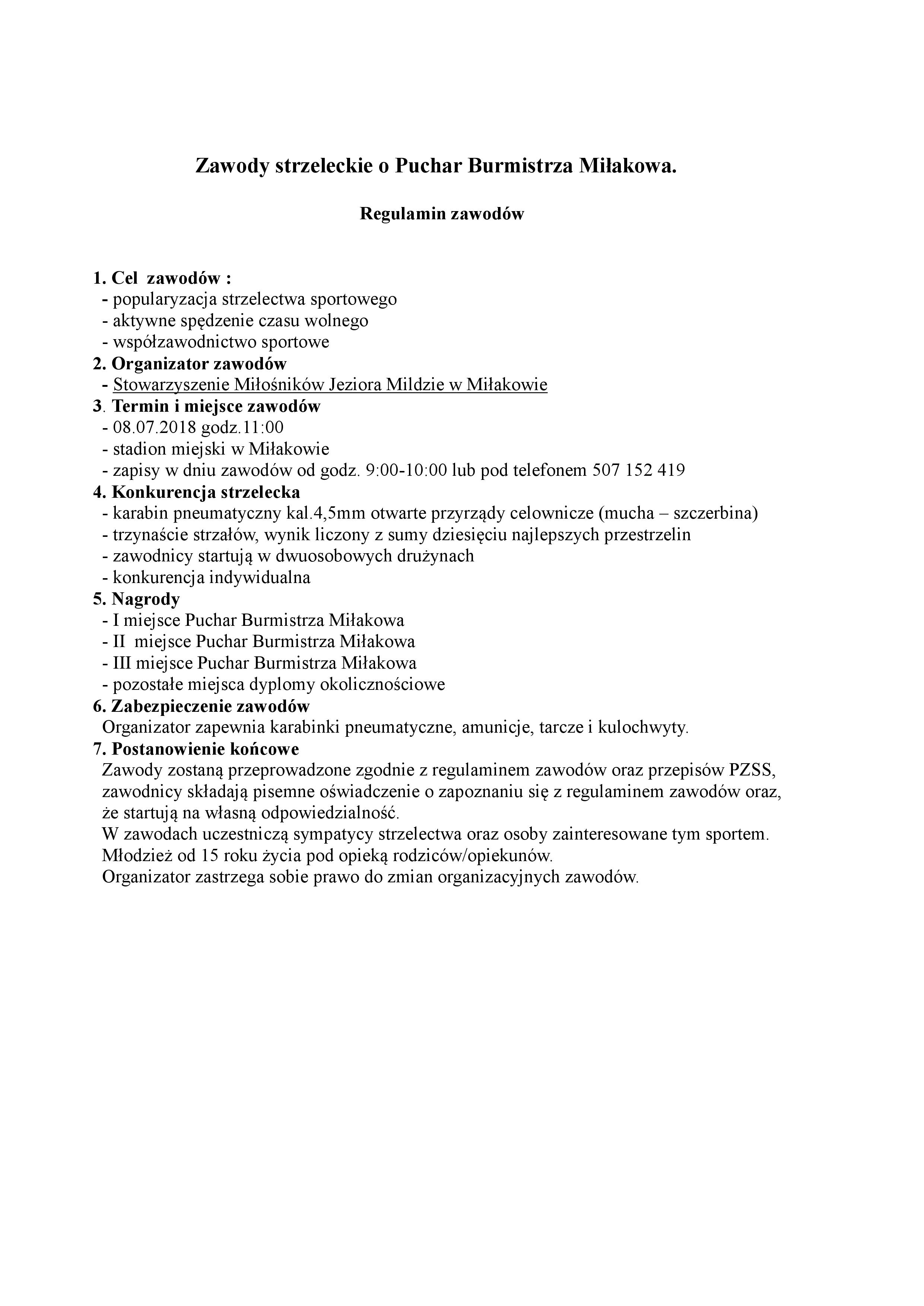 2018 07 03 Zawody strzeleckie regulamin